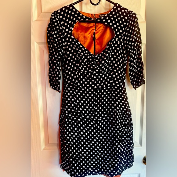Brooklyn Industries Dresses & Skirts - Brooklyn Industries black & white short sleeve polka dot dress keyhole neck sz 8